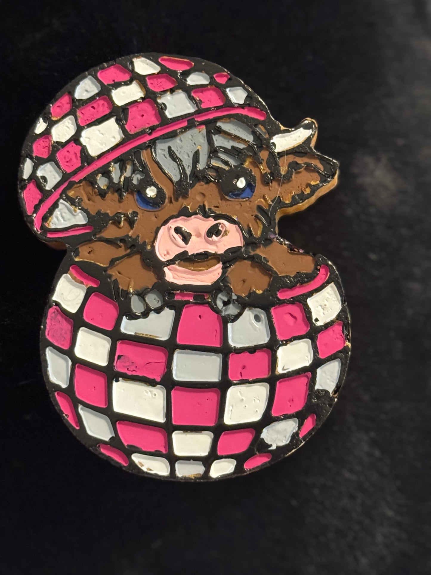 Highland Cow in Disco Ball Freshie