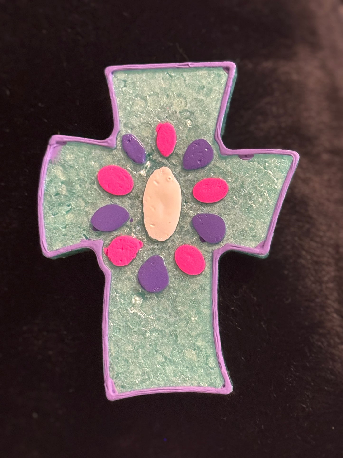 Cross with Flower Freshie