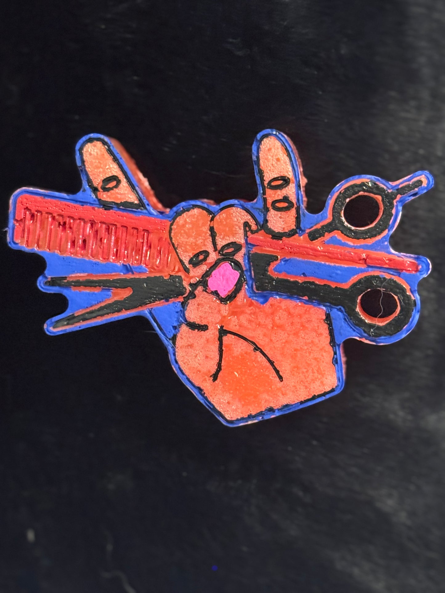 Hairdresser Hand with Scissors and Comb Freshie