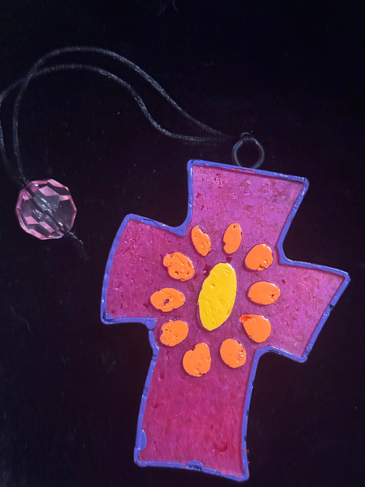 Cross with Flower Freshie