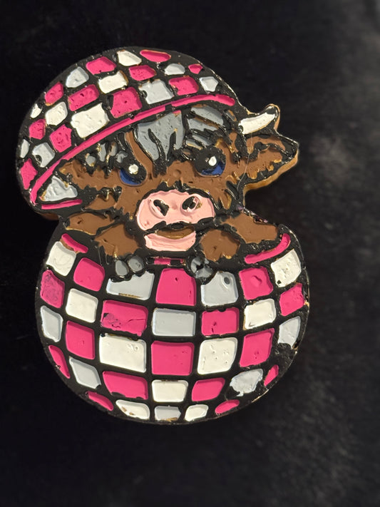 Highland Cow in Disco Ball Freshie