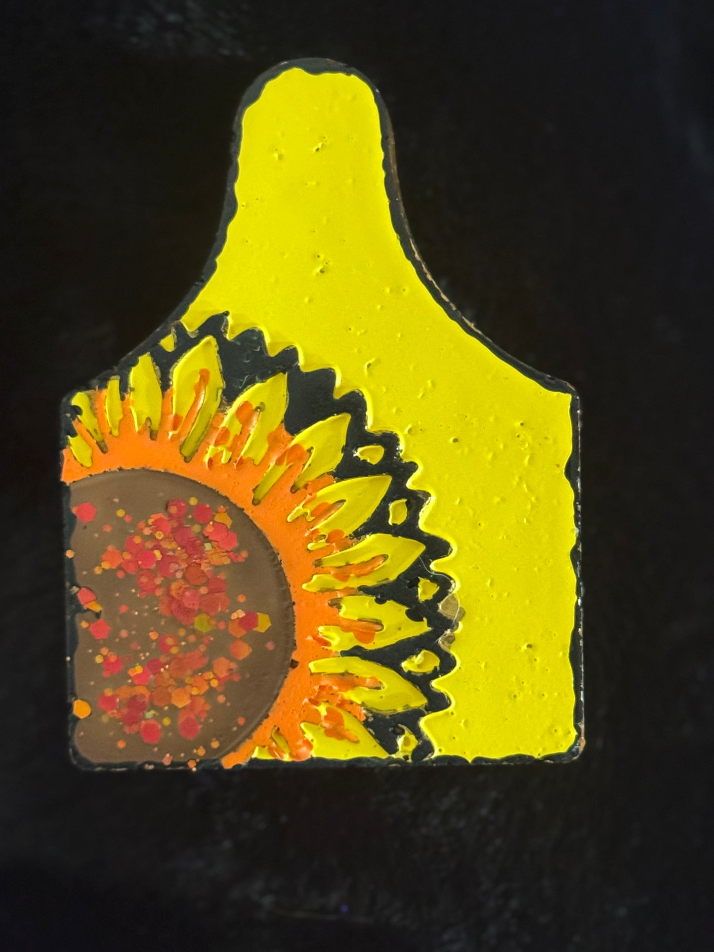 Cow Tag with Sunflower Freshie